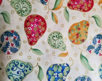 Beautiful Metalic print with pears with unique metalics throughout from blank quilting
