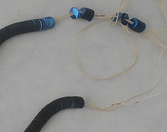 Two Strands Of Vintage dark blue Cupped Sequins. Each strand is 9" long. These are made in Belgium.