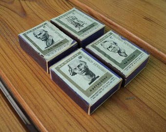 Set of 4 boxes Soviet wooden matches, USSR, sculpture, old matchbox, Soviet rare, vintage, 1967