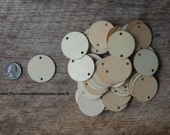 1.5 inch wooden 2 HOLE TAG craft circles, DIY craft supplies one and half inch wood circles, wood coins, wood disk, rounds, cookies, holes