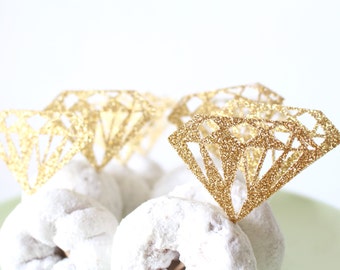 Donut Toppers - Diamond Cupcake Toppers - Bridal Shower Decorations - Cupcake Toppers - Engagement Ring Topper - Bride To Be Party
