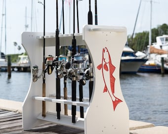 Redfish Engraved Fishing Rod Rack