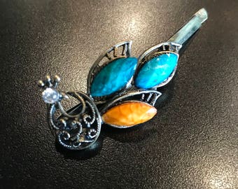 Multicolor Metal Hair Clip - Blue/Orange - Top Moon