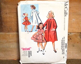vintage 1950s girls dress, coat pattern: mccalls 3983