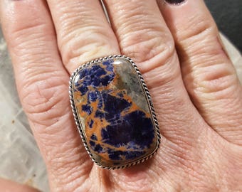 Sodalite Statement Ring - Size 7.25