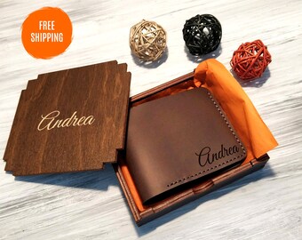 Engraved Leather Men Wallet Personalized Gift for Him Bifold Wallet Birthday Gift for Him Leather Men Gift Ideas Personalized Leather Wallet