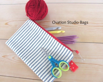 Crochet hooks storage case, Knitting needles, DPN needles case, canvas pencil case, cosmetics case, makeup bag