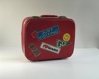 Vintage Red Luggage Girl's Suitcase