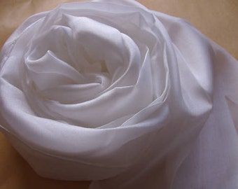Silk scarf, 180x45cm (70x17inch), undyed, whitesilk scarf, white scarf, for nuno felting, hand dyeing, ponge silk, 100% silk