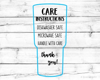 Tumbler care card | Etsy