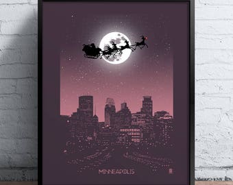 Minneapolis Holiday Moon Print
