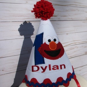 Boys birthday elmo hat, Elmo boys first birthday hat, smash cake hat, party hat, boys 1st birthday, 2nd birthday, free personalization