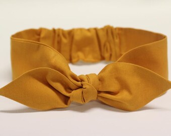 Mustard Knot headband, Womens Headband, Adult Headband, Headband for Women, Girl Headband, Bow Headband, Girl, Women, Headband, "Mystique""