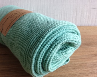 Organic Thermal Cotton Blanket - Light Weight, Hand Dyed, Organic Baby Blanket - Sea Glass Green