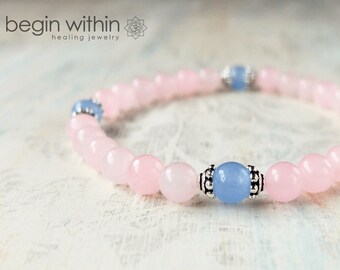 Archangel Ariel Bracelet / Angel Bracelet / Rose Quartz Gemstone Bracelet / Angel Wing Jewelry / Welcome Miracles