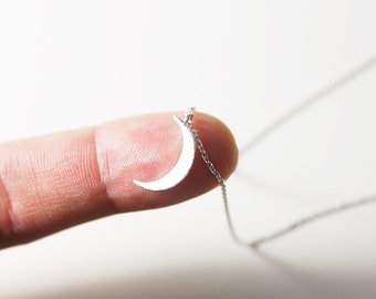Tiny Silver Crescent Moon Necklace Dainty and Delicate Necklace Birthday Gift Wedding Jewelry Bridesmaid gift