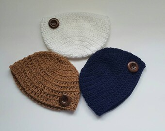Cute as Button Baby Crochet hat. Baby Girl crochet hat.Baby Boy Button crochet hat. Baby Shower Gift. Photo Prop. Button crochet baby hat.
