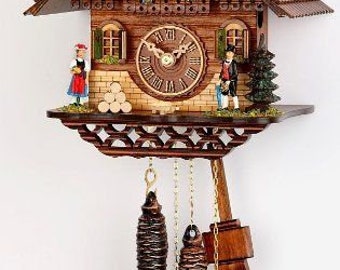 Black Forest Cuckoo clock Mechan. 1 day, chain-Cuckoo call Costume couple