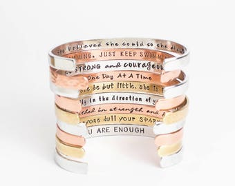 Inspirational Bracelet, Confidence Cuffs™ Hand Stamped Secret Message Bracelets, Inspirational Jewelry, Quote Jewelry Friend Gift