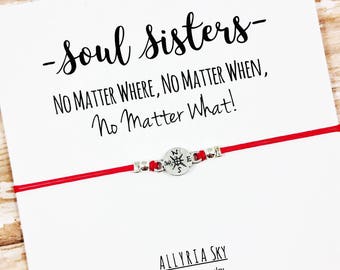 Soul Sister Bracelet | Best Friend Gift Bracelet | No Matter Where | Friendship Bracelet | Long Distance Friend Gift | Big Little Sorority