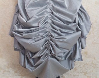 Soft Grey Micro Dot Full Length Tie Bustle Skirt-One Size Fits All
