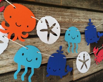Under the Sea Party Garland - Beach Party, First Birthday, Baby Shower, Beach Wedding, Mermaid Party, Garland