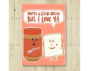 You're A Little Nutty But I Love You Fridge Magnet, Funny, Cute Fridge, Gifts Under 10, Peanut Butter Lover, For Her, For Him, Romantic