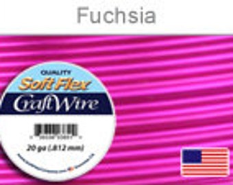 20 Gauge Fuchsia Silver Plated Wire, Soft Flex, Tarnish Resistant, Round, Supplies, Findings, Craft Wire