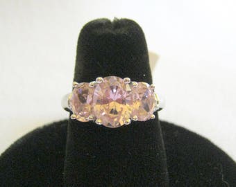 New Never Worn 925 STERLING SILVER #0990 Pink Amethyst RING with Tag Size 7