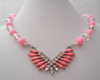 pink and jeweled crystal necklace
