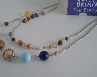 Solar System Necklace - Silver - Multistrand - Gemstone Mix - Solar System Jewelry - MADE TO ORDER