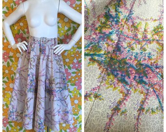 SALE! 50s 60s Vintage Ilza Hahlo Floral Circle Skirt Small XS
