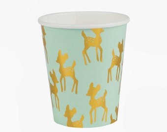 Paper Cups - Golden Fawn - Pack Of 8 Christmas Party Birthday