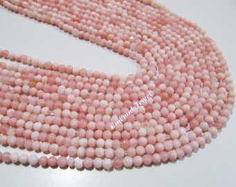 AA-Quality Natural Pink Opal Round Plain Smooth Beads 3mm Ball Shape ,Peruvian Opal Smooth Beads Strand Rock bottom 13 inches long