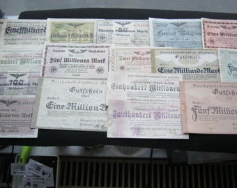 Notgeld der deutschen Reichsbahn bis 1923,15 Scheine,Deutschland von 1918-23,Zustand gut