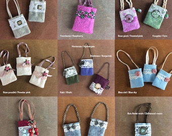 Felt handbags, lace, beads etc ... for Pullip dolls, Blythe, Barbie, Momoko etc ... Different models