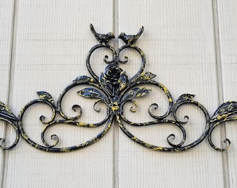 Metal Wall Art, Black Home Decor, Bird Wall Art, Black Metal Wall Decor, Metal Wall Decor, Metal Leaf Decor, Black Metal Wall Art , Yellow