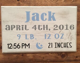 Birth Sign- Distressed White Wood Sign