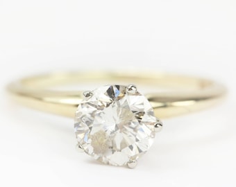 1ct 14K Yellow Gold Solitaire Engagement Ring, Solitaire Diamond Engagement Ring, Diamond Engagement Ring, Natural Diamond Ring
