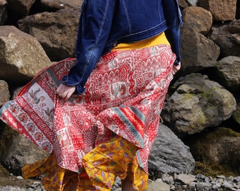 Plus Size Boho Skirt - Ankle Length | Magic Skirt | Reversible Wrap | Gypsy Wrap Skirt | Magic Wrap | Magic Dress | Reversible Skirt