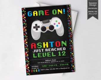 Video Game Invitation, Gamer Party Invitation, Video Game Party Video Game Party Invitations Boy Birthday Invitation Gamer Party - JPEG&PDF