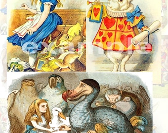 Vintage Tenniel Alice In Wonderland Digital Collage Sheet 1