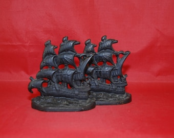 English Galleon Cast Iron Bookends