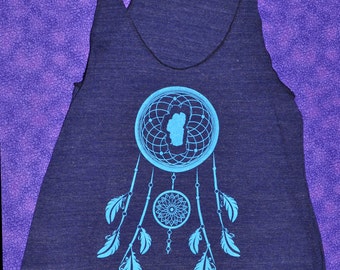Lake Tahoe, Dreamcatcher, Womens tank, Screenprinted tank, Blue