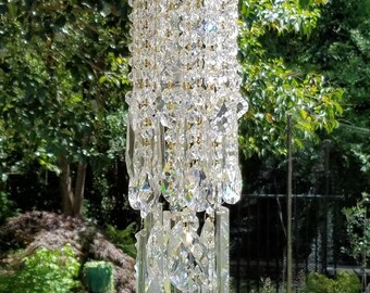 Sold - Antique Crystal Wind Chime, Clear Crystal Wind Chime, Garden Art, Crystal Art, Home Decor, Garden Decor, Suncatcher