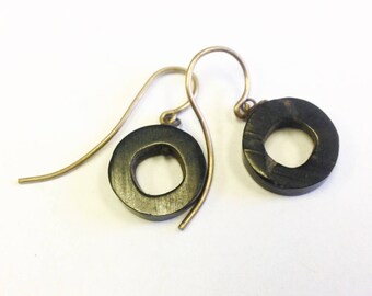Antique, Victorian, Whitby jet, mourning earrings.