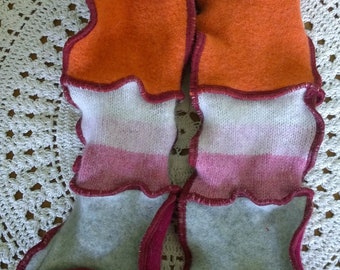 Patchwork arm warmers upcycled pure wool wrist