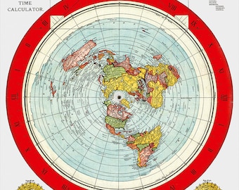 Flat Earth Map. 1892 Gleason's New Standard Map Of The World Large 24" x 36" Poster Wall Art