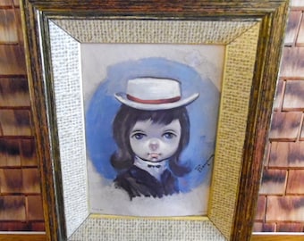 Vintage Big Eyed Boy lithograph, signed Franco.