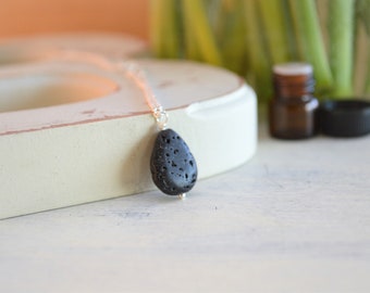 Lava Necklace, Essential Oil Necklace, Oil Diffuser Necklace, Lava Stone Necklace, Diffuser Necklace, Lava, Lava Oil Necklace, Rose Gold